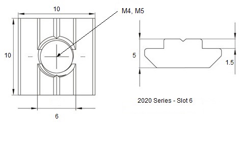 slider nut 2020 slot-6 drawings